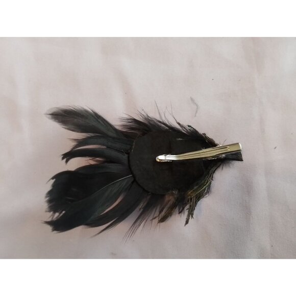 Peacock Feather Hair Clip Barrette With Natural Plumage - Picture 3 of 3